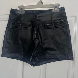 Women's Mini Faux Leather Black Shorts Size Small